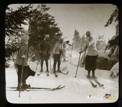 Groupe de skieurs en forêt (Gérardmer)