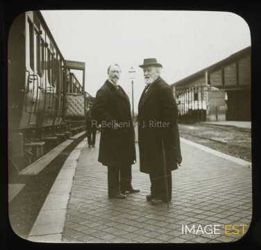 Jules Janssen et Théodore Dubois à la gare (Boves)