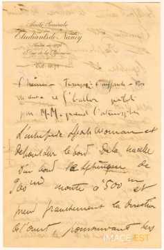 Lettre d'Antonin Bergeret (1910)