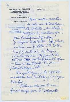 Lettre de Maurice Bonnet (1978)