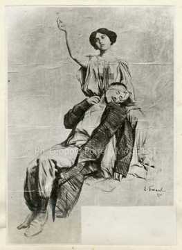 Dessin préparatoire au tableau « Oiseau blessé (1912) »