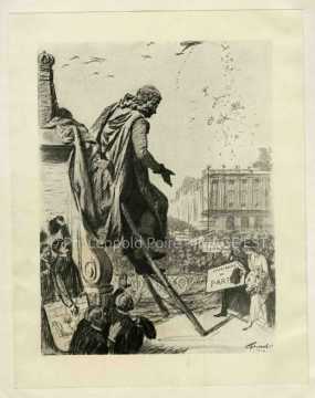 Le roi Stanislas descendant de son piédestal (Nancy)
