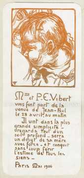 Faire-part de naissance d'Eugène Vibert (1906-2001) (Paris)