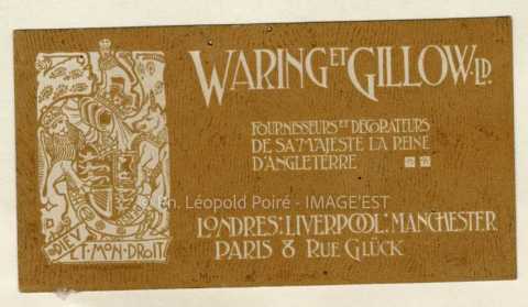 Carte de visite Waring et Gillow