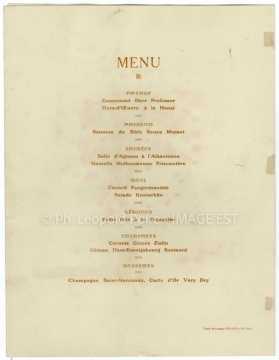 Menu d'un banquet (Paris)