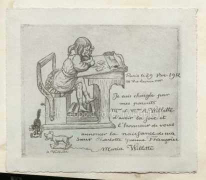 Faire-part de naissance de Charlotte Willette (1912-19..)
