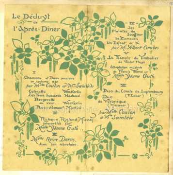 Programme du Dîner des Libraires