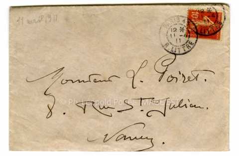 Enveloppe expédiée par Victor Prouvé (Paris)