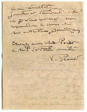 Lettre de Victor Prouvé (Paris)