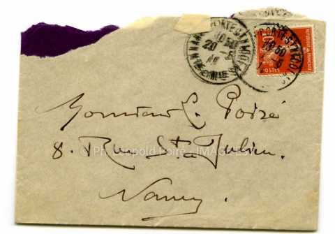Enveloppe expédiée par Victor Prouvé (Nancy)