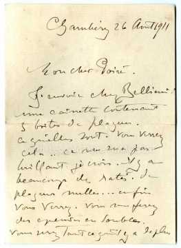 Lettre de Victor Prouvé (Chambéry)