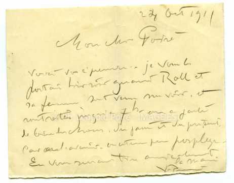 Lettre de Victor Prouvé (Nancy)