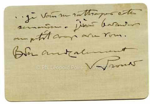 Lettre de Victor Prouvé (Nancy)