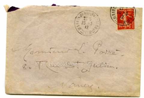 Enveloppe expédiée par Victor Prouvé (Nancy)