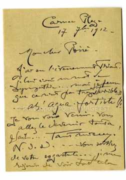 Lettre de Victor Prouvé (Carnac)