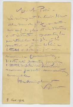 Lettre de Victor Prouvé (Nancy)