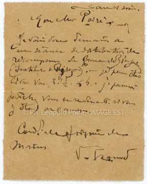 Lettre de Victor Prouvé (Nancy)