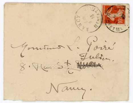 Enveloppe expédiée par Victor Prouvé (Nancy)