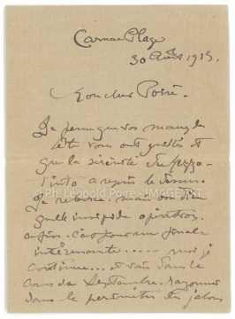 Correspondance entre Victor Prouvé et Léopold Poiré (Carnac)