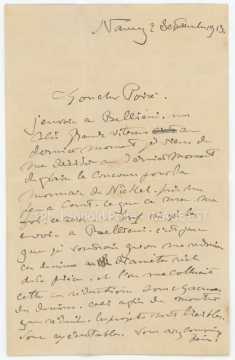 Correspondance entre Victor Prouvé et Léopold Poiré (Nancy)