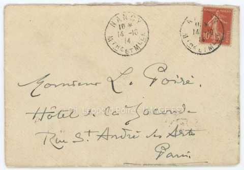Enveloppe expédiée par Victor Prouvé (Nancy)