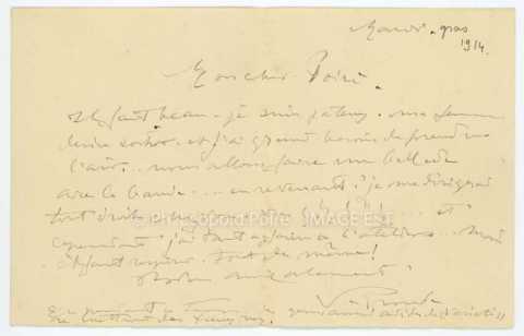 Lettre de Victor Prouvé (Nancy)