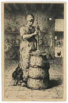 Femme battant du beurre