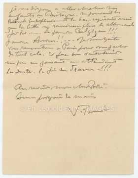 Lettre de Victor Prouvé (Nancy)