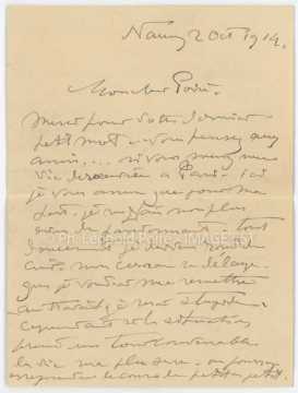 Lettre de Victor Prouvé (Nancy)