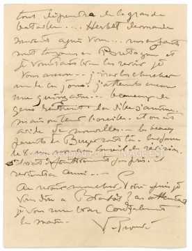 Lettre de Victor Prouvé (Nancy)