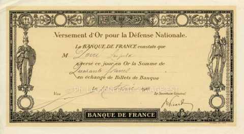 Récépissé d'un versement