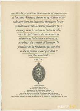 60e anniversaire de l'ICN-ENSIC 1890-1950 (Nancy)