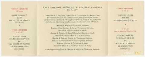 60e anniversaire de l'ICN-ENSIC 1890-1950 (Nancy)