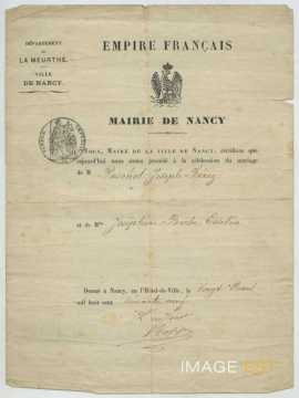 Certificat de mariage (Nancy)
