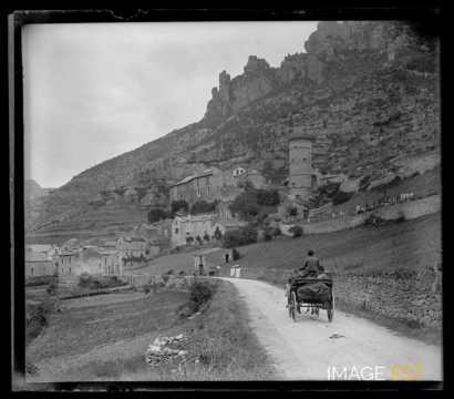 Calèche sur la route (La Roque-Sainte-Marguerite)