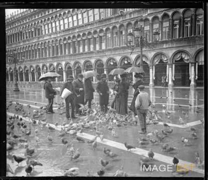 Groupe de voyageurs place Saint-Marc (Venise)