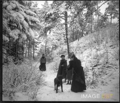 Groupe de personnes dans une forêt (Meurthe-et-Moselle ?)