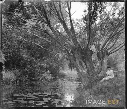 Femme au bord d'un étang (Bouxières-aux-Chênes)