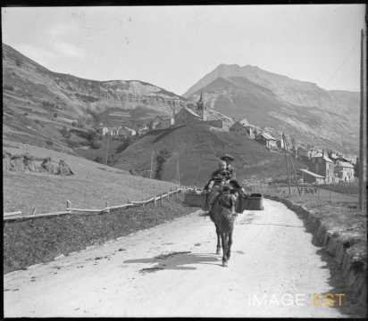 Enfants sur un âne (Bourg-d'Oisans)