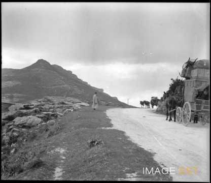 Diligence sur une route (Corse)