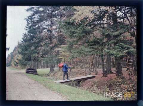 Homme sur une passerelle (Brin-sur-Seille)