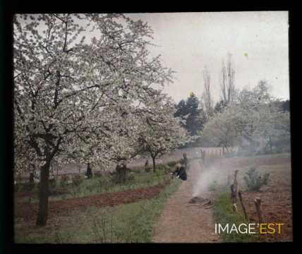 Paul Michels assi sur un sentier (Meurthe-et-Moselle)
