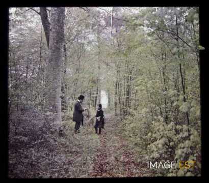 Homme et un enfant en forêt (Meurthe-et-Moselle)