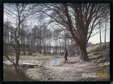 Homme au bord d'un petit cours d'eau (Meurthe-et-Moselle)