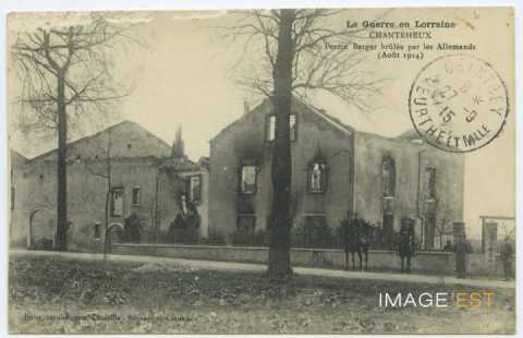 Ferme Berger incendiée (Chanteheux)