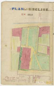 Plan de l'église des Trois-Maisons en 1840 (manuscrit Morius 77)