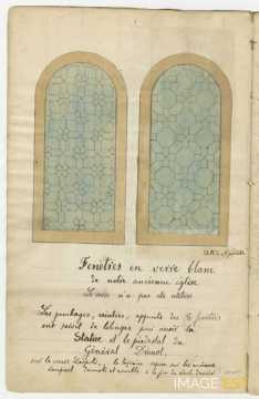 Fenêtres de l'église des Trois-Maisons (manuscrit Morius 77)