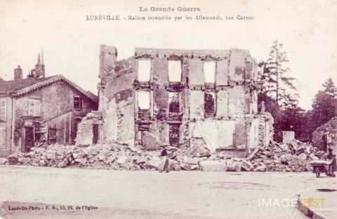 Maison incendiée  rue Carnot (Lunéville)