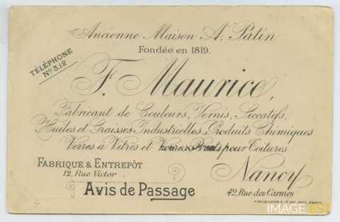Fabricant de couleurs F. Maurice (Nancy)
