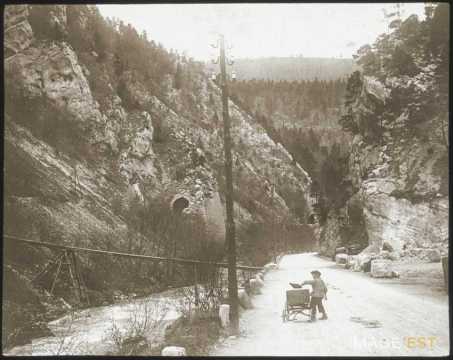 Enfant sur une route dans une vallée (Haute-Savoie ?)